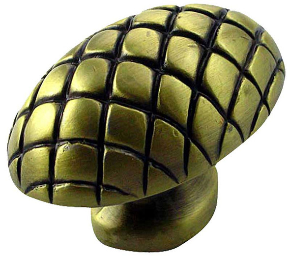 3-1/2" Large Quilted Egg Knob - Antique Brass