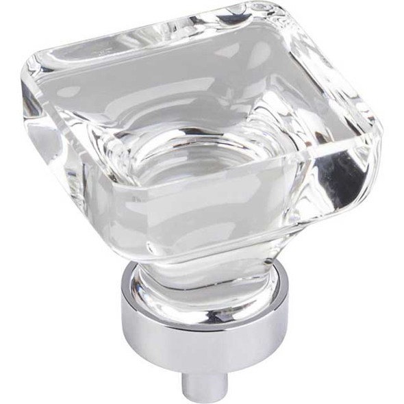 1-3/8" Square Harlow Glass Knob - Polished Chrome