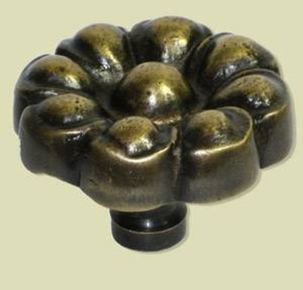 2" Dia. Round Brass Flower Knob
