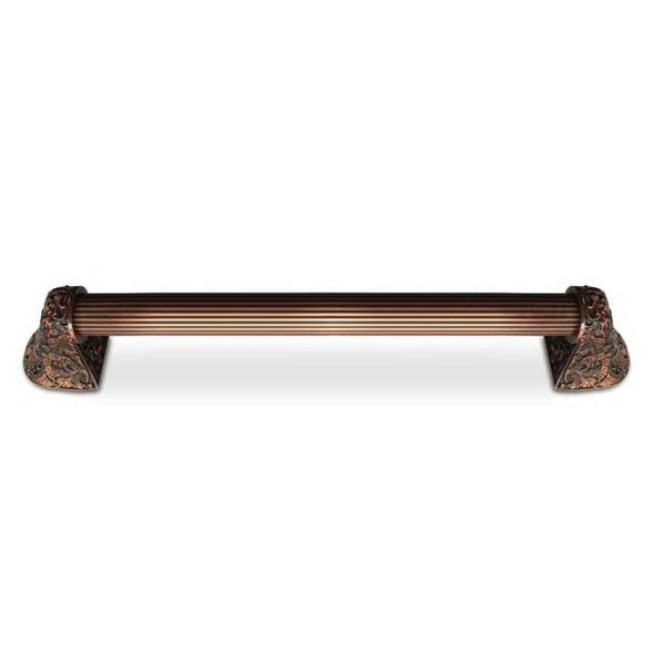 10" CTC Florid Leaves / Fluted Bar Pull - Antique Copper