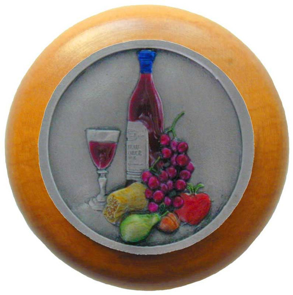 1-1/2" Dia. Best Cellar (Wine) / Maple Knob - Pewter Hand Tinted