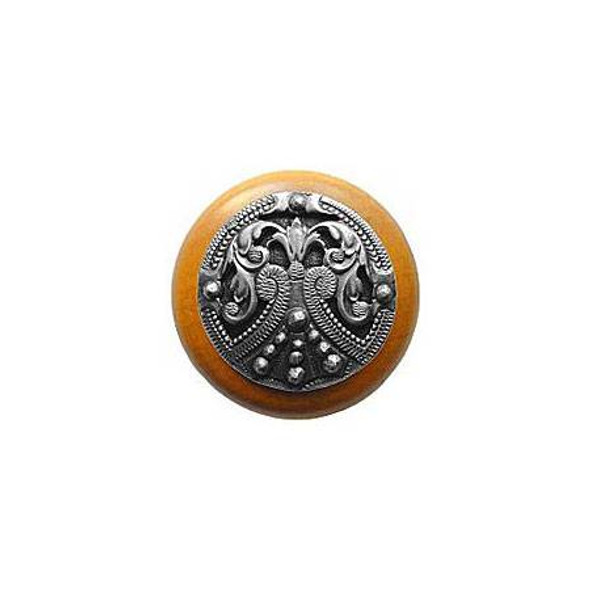 1-1/2" Dia. Regal Crest / Maple Knob - Antique Pewter