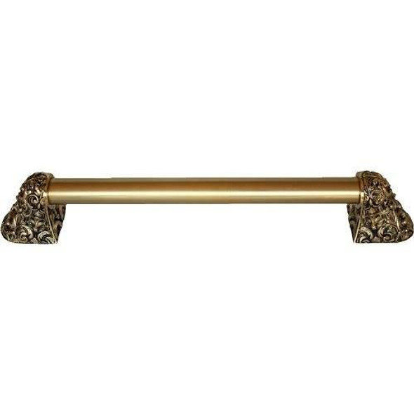 8" CTC Acanthus / Plain Bar Pull - 24K Satin Gold