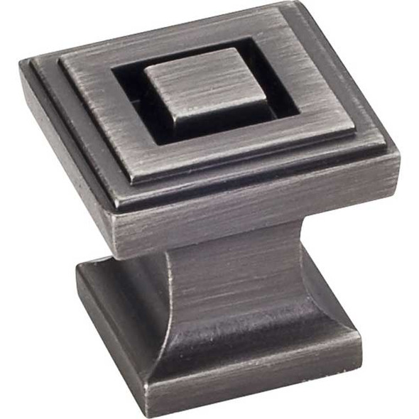 1" Square Delmar Knob - Brushed Pewter