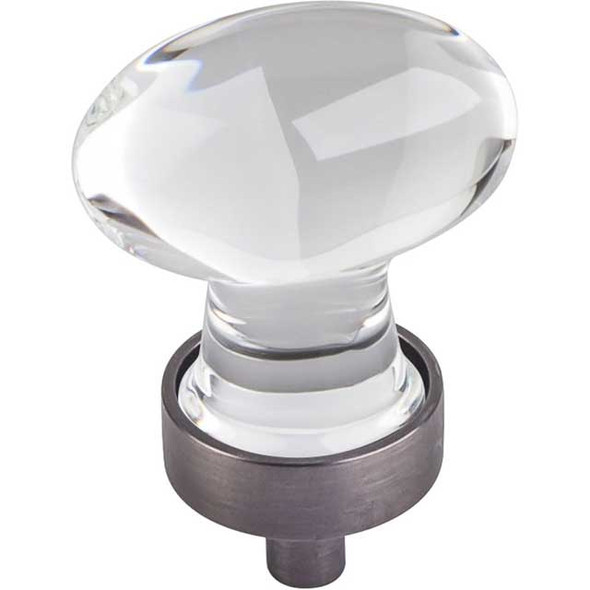 1-1/4" Harlow Glass Oval Knob - Brushed Pewter