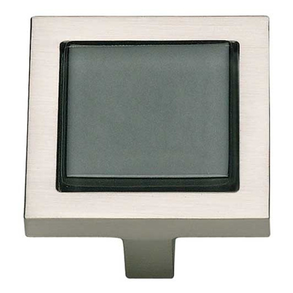 1-3/8" Square Black Spa Knob - Brushed Nickel