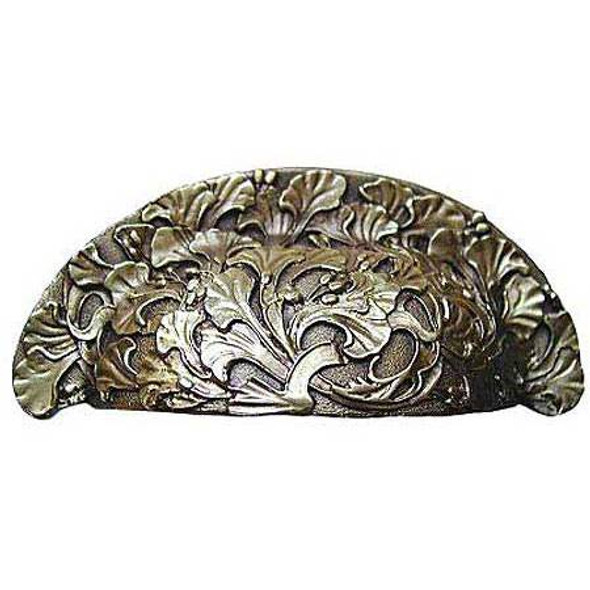 3" CTC Florid Leaves Cup Pull - Antique Brass