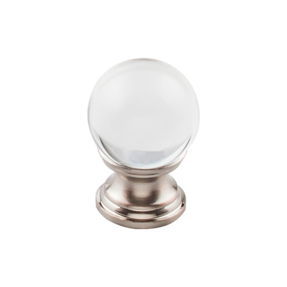 1" Dia. Clarity Clear Glass Round Knob - Brushed Satin Nickel