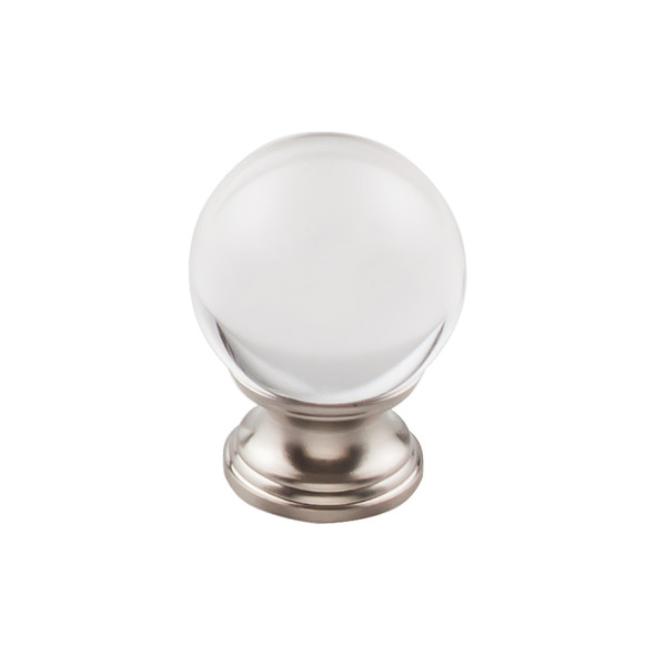 1-3/8" Dia. Clarity Clear Glass Round Knob - Brushed Satin Nickel