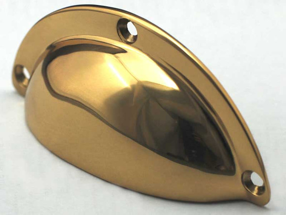 96mm CTC Plain Solid Brass Bin Pull - Polished Brass