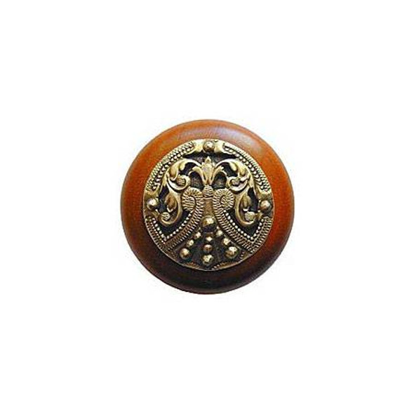 1-1/2" Dia. Regal Crest / Cherry Knob - Antique Brass