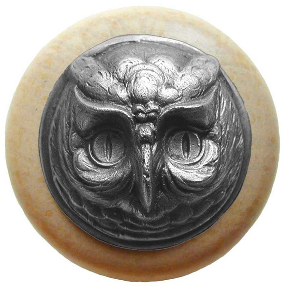 1-1/2" Dia. Wise Owl / Natural Knob - Antique Pewter