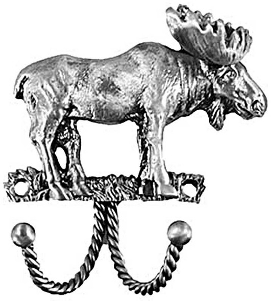 3-1/2" Moose Decorative Hook - Pewter