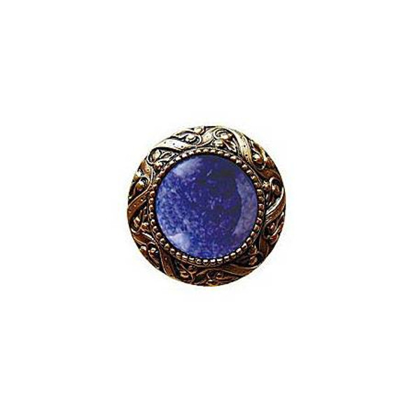 1-5/16" Dia. Victorian Jewel / Blue Sodalite Knob - 24K Gold Plate