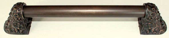 8" CTC Acanthus / Plain Bar Pull - Dark Brass
