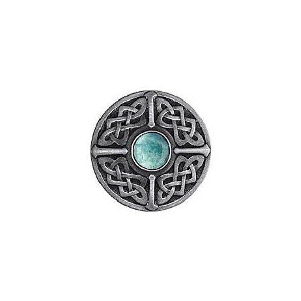 1-3/8" Dia. Celtic Jewel / Green Aventurine Knob - Antique Pewter