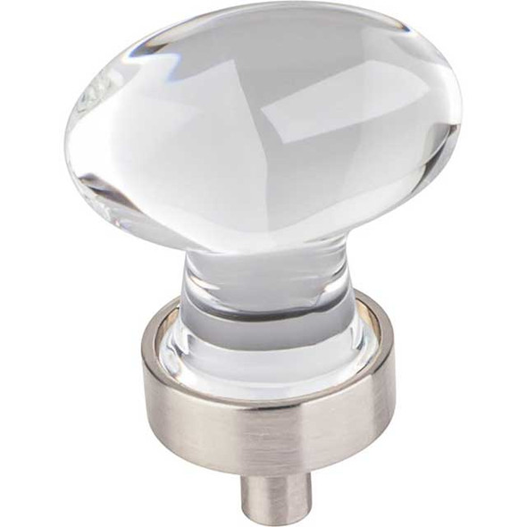 1-1/4" Harlow Glass Oval Knob - Satin Nickel