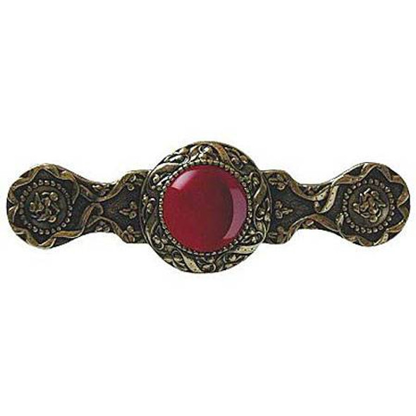 3" CTC Victorian Jewel / Red Carnelian Pull - Brite Brass