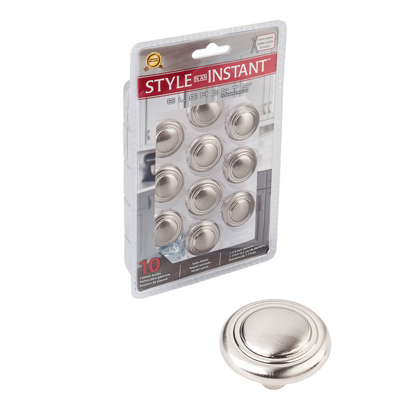 1-1/4" Dia. Vienna Round Knob - 10 Pack - Satin Nickel