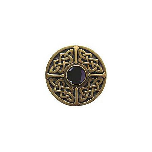 1-3/8" Dia. Celtic Jewel / Onyx Knob - Antique Brass