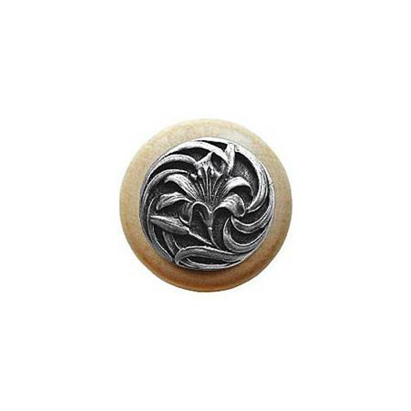 1-1/2" Dia. Tiger Lily / Natural Knob - Antique Pewter