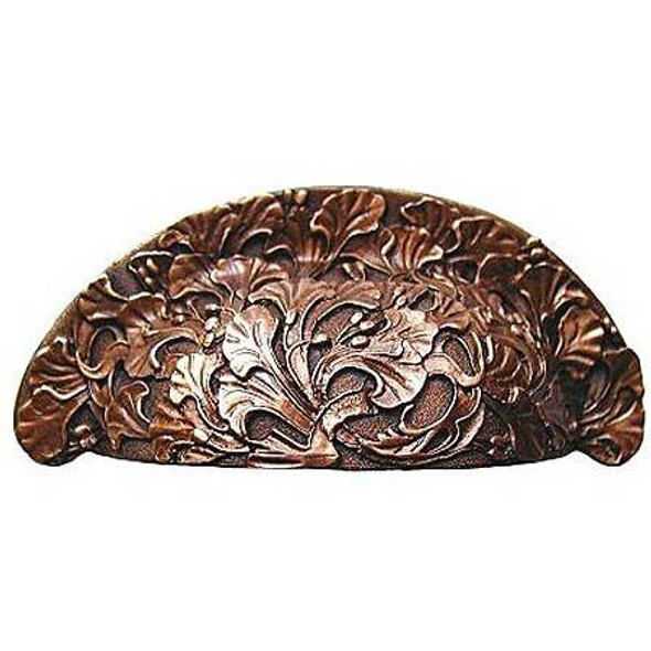 3" CTC Florid Leaves Cup Pull - Antique Copper