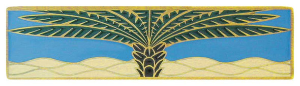 3" CTC Royal Palm / Periwinkle Horizontal Pull - Antique Brass (Enameled)