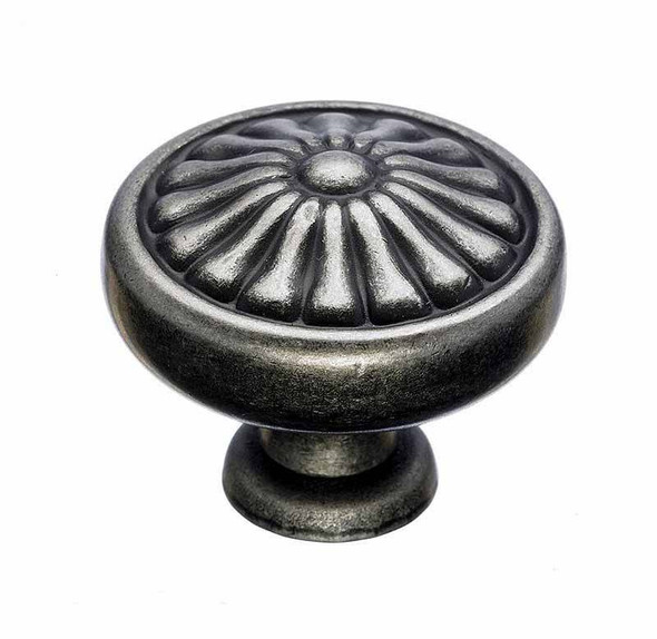 1-1/4" Dia. Flower Knob - Pewter Antique