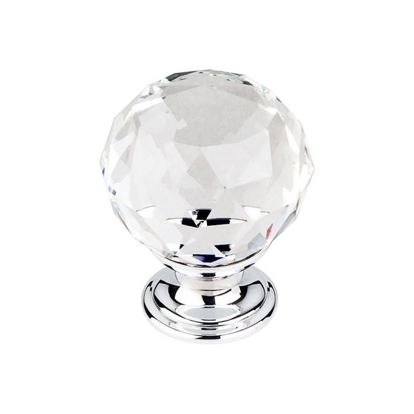 1-3/8" Dia. Crystal Knob w/ Polished Chrome Base - Clear Crystal/Polished Chrome