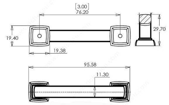 3" CTC Modern Expression Trunk Pull - Nickel