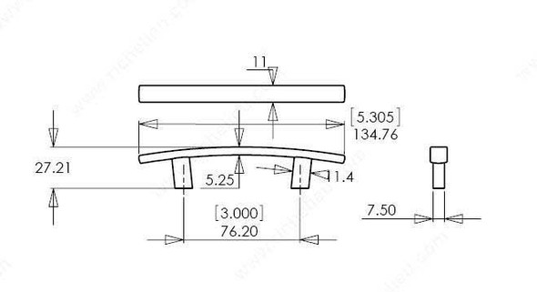 3" CTC Transitional Expression Bench Pull - Oil Rubbed Bronze