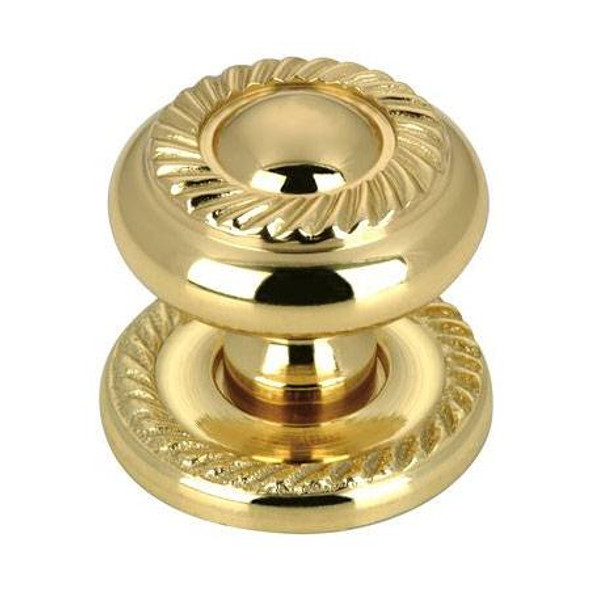 25mm Dia. Classic Expression Ornate Round Knob and Plate - Brass