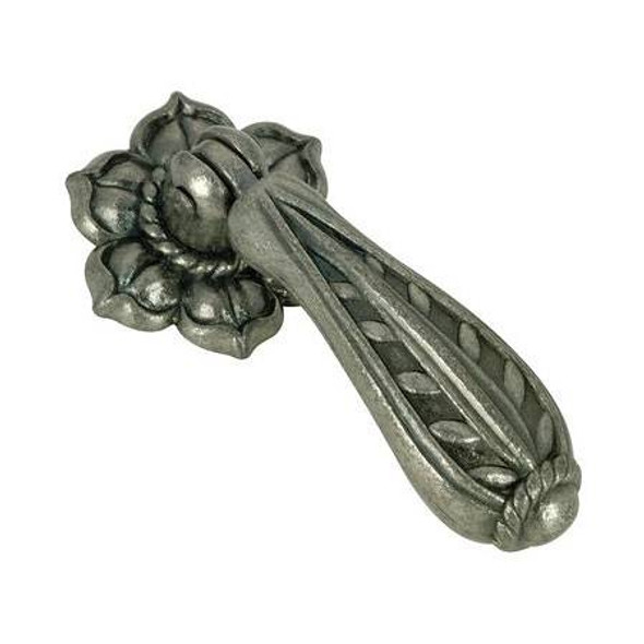 20mm Ornate Country Style Collection Floral Backplate Pendant Pull - Pewter