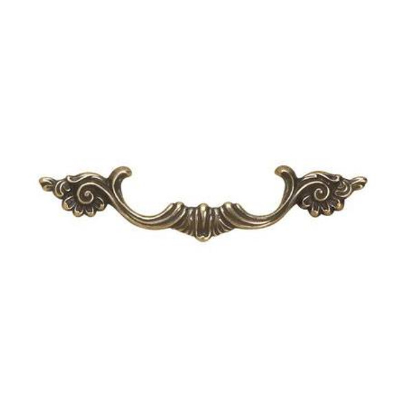 96mm CTC Ornate Louis XV Cabinet Pull - Burnished Brass