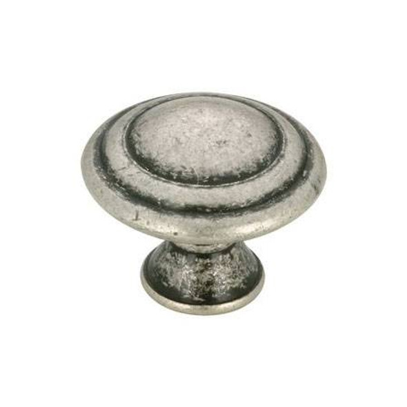 30mm Dia. Classic Inspiration Art Deco Style Rustic Round Ring Knob - Old Silver