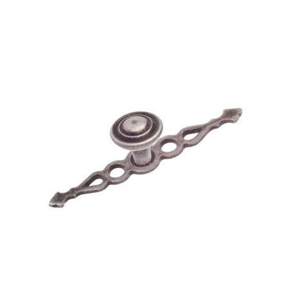 99mm Country Style Collection Round Ringed Knob With Backplate - Wrought Iron