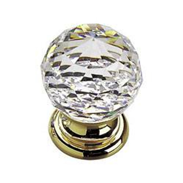 20mm Dia. Murano Multi-Faceted Crystal Round Knob - Clear