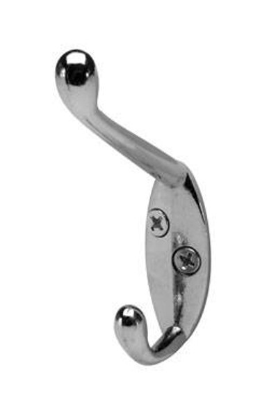 90mm Double Coat Hook - Polished Chrome