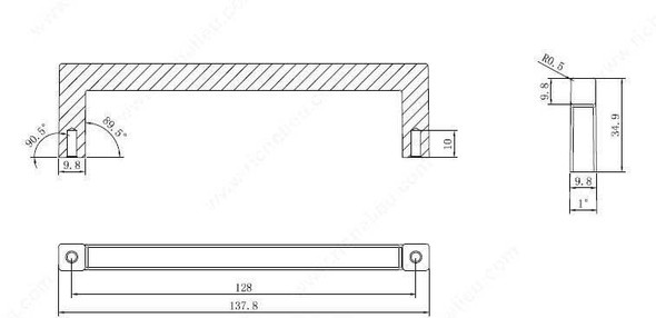 128mm CTC Contemporary Expression Rectangular Pull - Antique Nickel