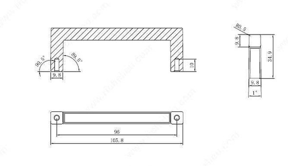 96mm CTC Contemporary Expression Rectangular Pull - Brushed Nickel