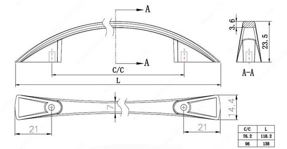 96mm CTC Modern Expression Bow Pull - Nickel