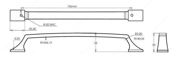 192mm CTC Transitional Ramp Cabinet Pull - Nickel