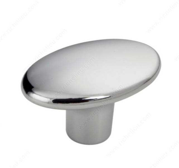 37mm Art Deco Style Oval Knob - Chrome