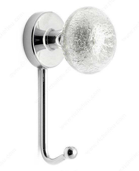 100mm Contemporary Murano Glass Designer Coat Hook - Chrome