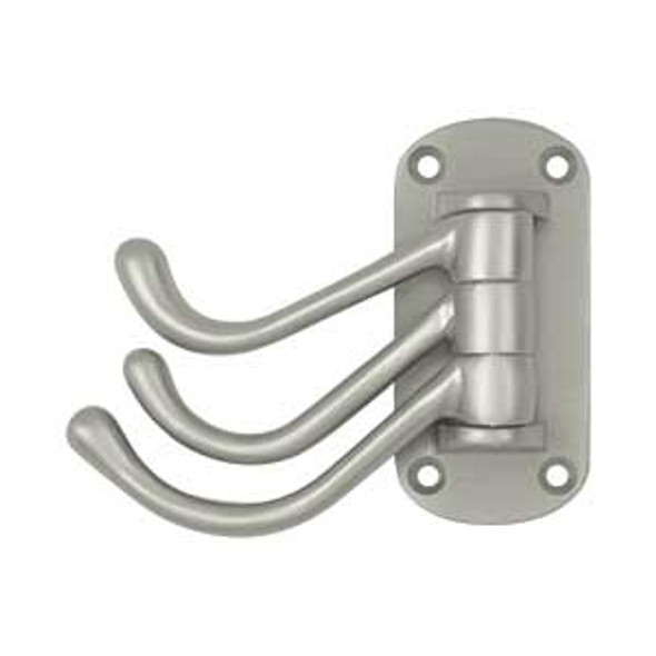 3-1/8" Heavy Duty Triple Swivel Hook - Brushed Nickel