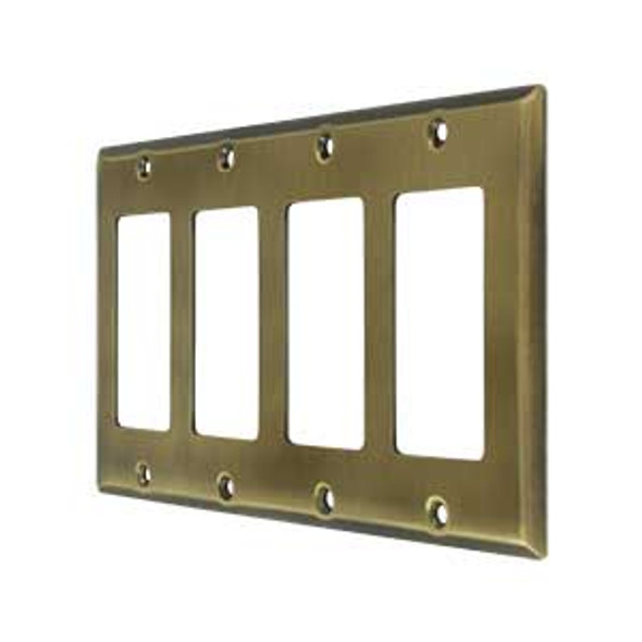 Quadruple Rocker Transitional Switch Plate - Antique Brass