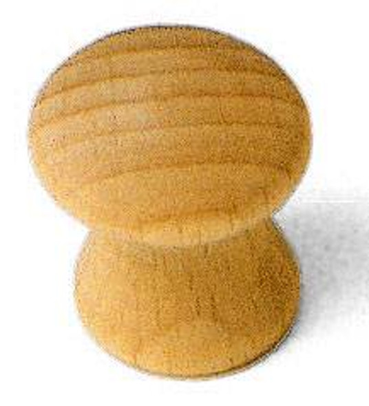 1" Dia. Round Wood Mushroom Knob - Hardwood