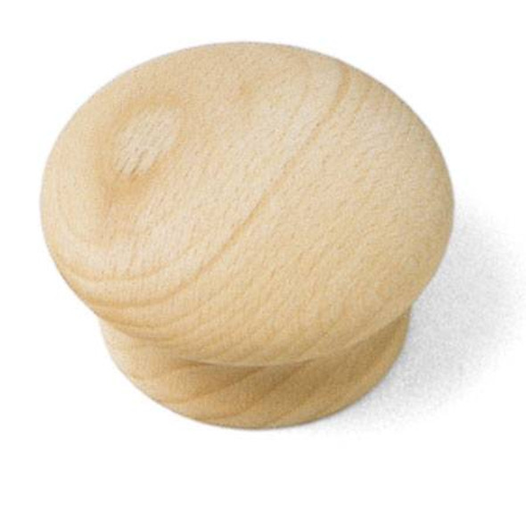 2" Dia. Round Wood Mushroom Knob - Hardwood