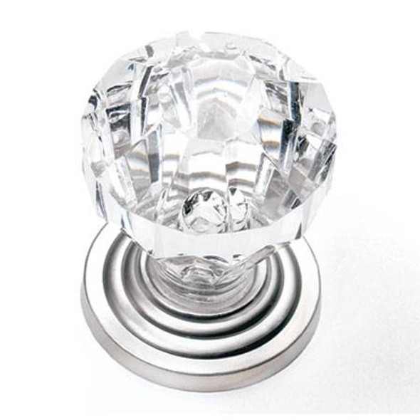 1" Dia. Kristal Knob - Acrylic Satin Pewter Base