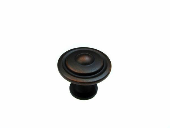 32mm Dia. Rustic Village Expression Ringed Round Knob - Brushed Oil Rubbed Bronze